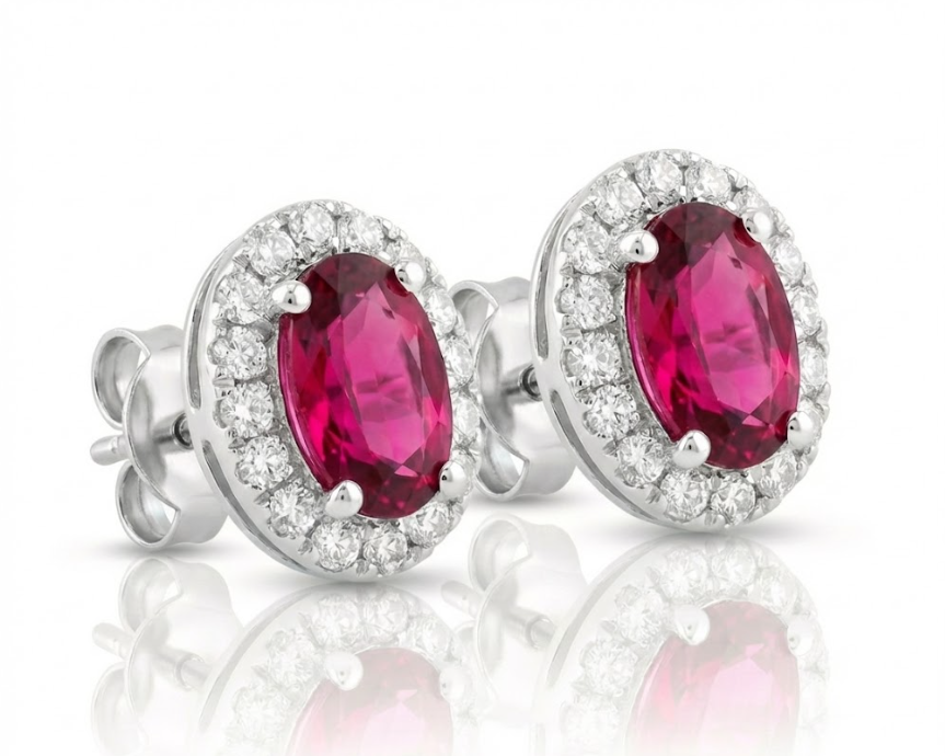 Pink Tourmaline & Diamond Halo Stud Earrings, 0.13 ctw