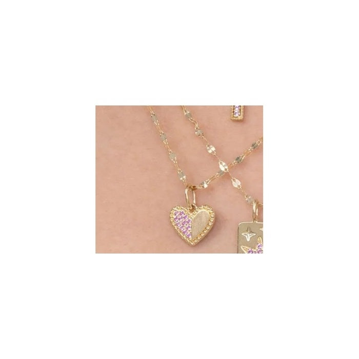 SHY CREATION | PINK SAPPHIRE HEART NECKLACE | 14K YELLOW GOLD | 0.08 CTW | SC55029233 - Brownee Jewelers
