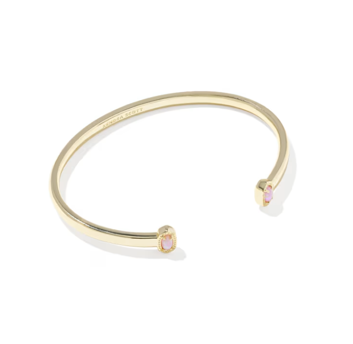 Mini Elton Gold Cuff Bracelet Light Pink Lab Opal Open Cuff