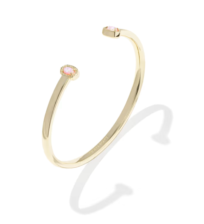 Mini Elton Gold Cuff Bracelet Light Pink Lab Opal Open Cuff