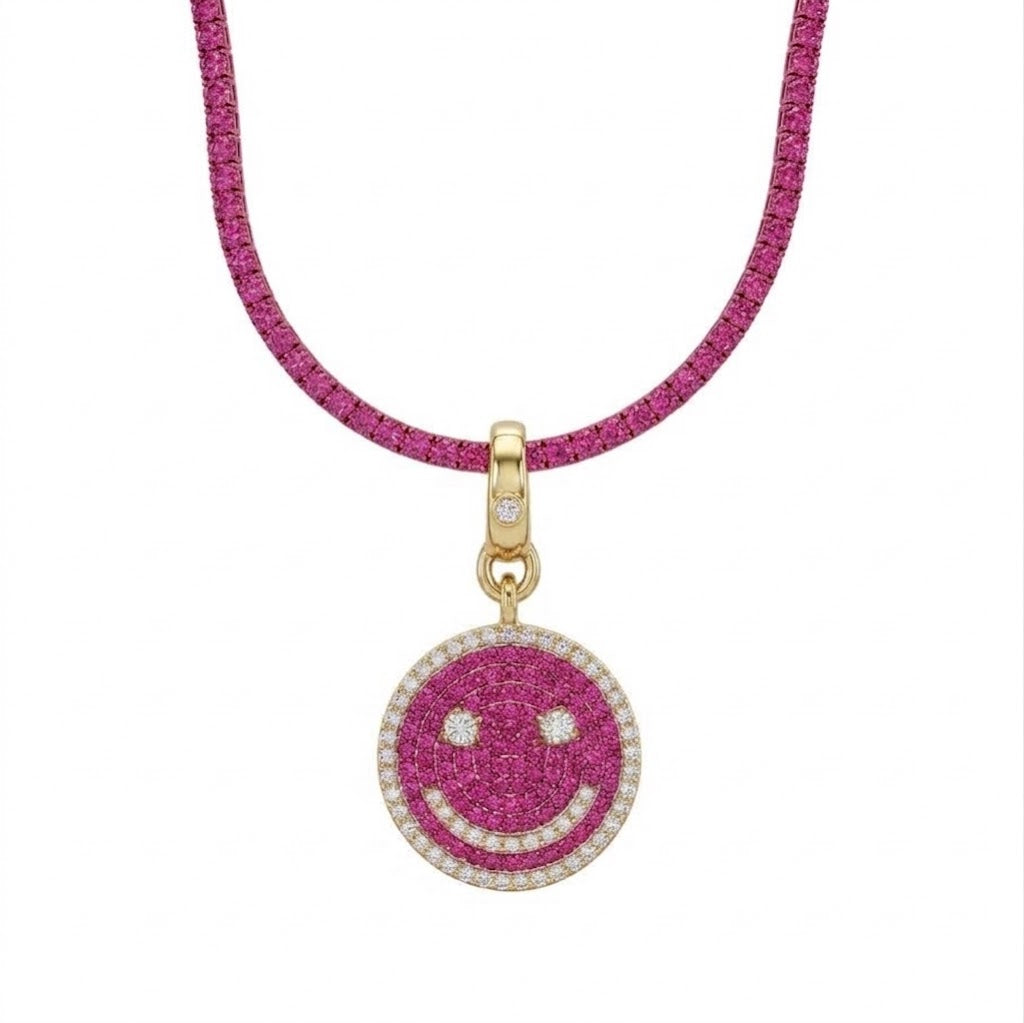 pink sapphire tennis necklace 