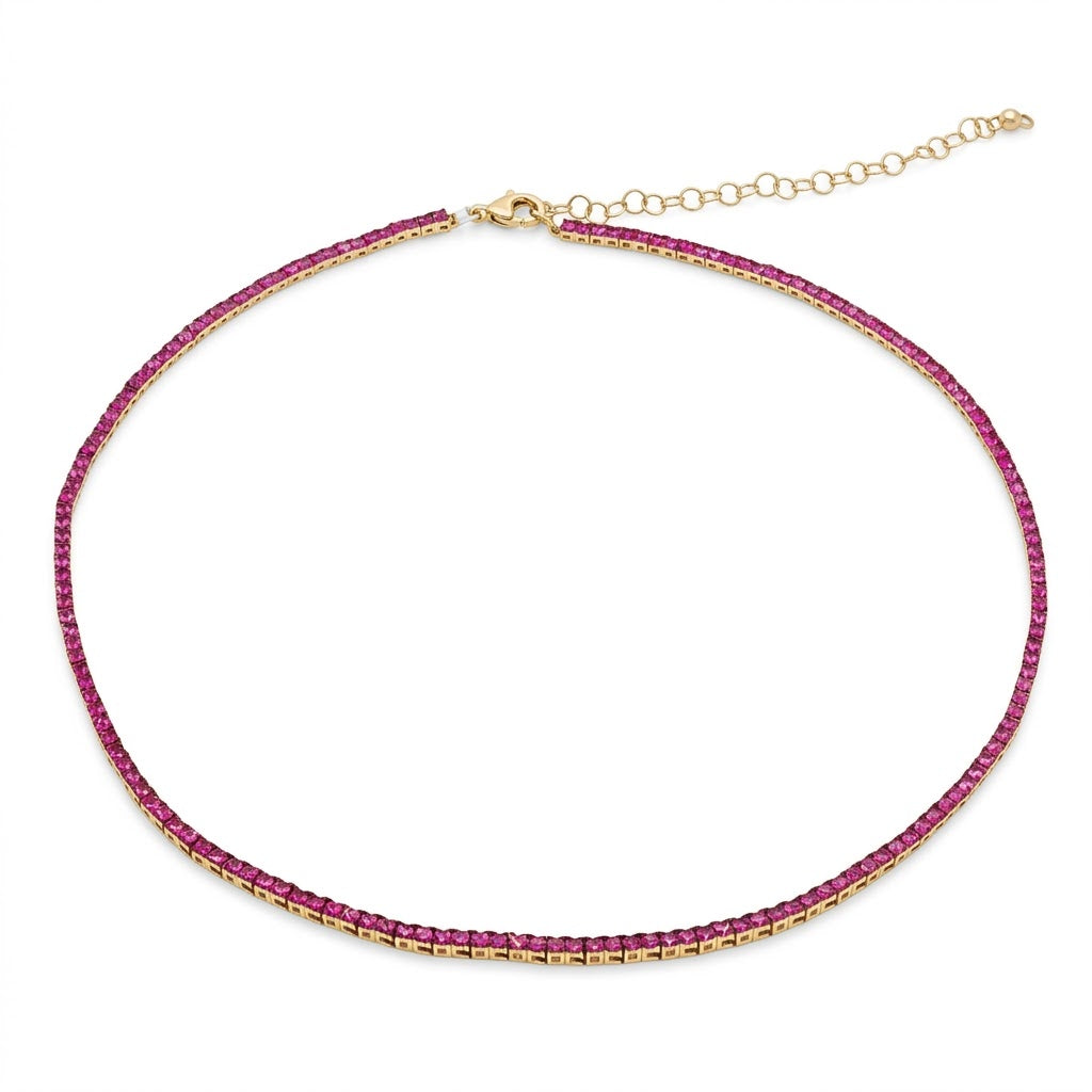 pink sapphire tennis necklace 