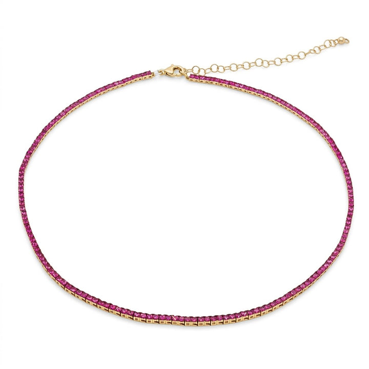 pink sapphire tennis necklace 