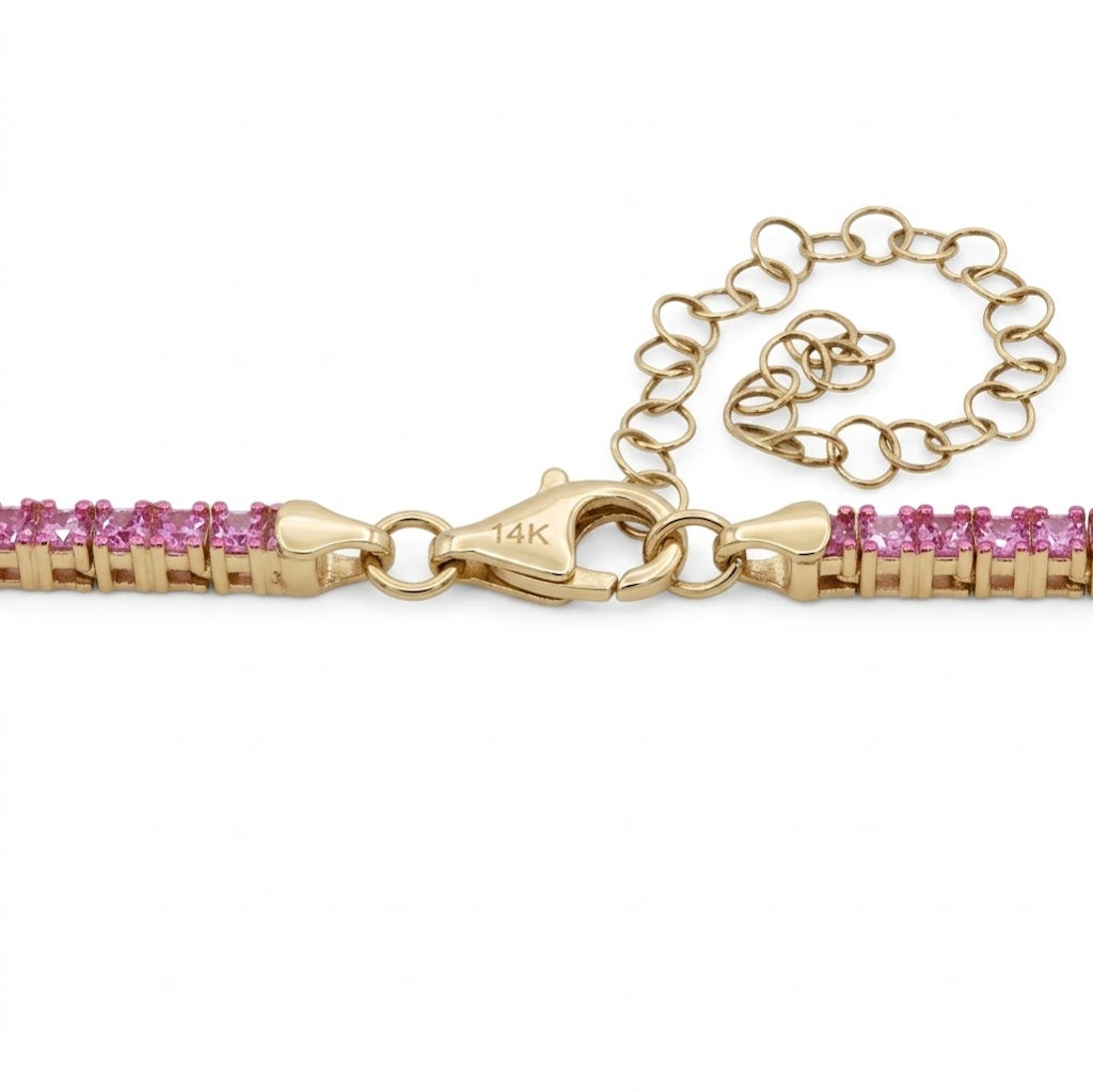 pink sapphire tennis necklace 