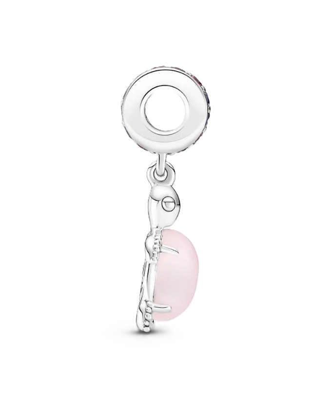 Pandora Pink Murano Glass Sea Turtle Dangle Charm in Sterling Silver with Pink and Purple Man-Made Crystal on the Bail