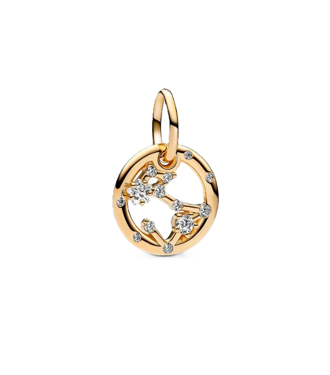 Pandora Pisces Zodiac Dangle Charm in Sterling Silver with 14K Gold Plating and Cubic Zirconia Accents