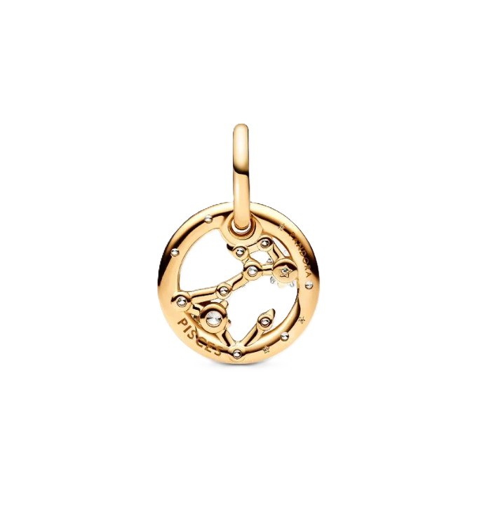 Pandora Pisces Zodiac Dangle Charm in Sterling Silver with 14K Gold Plating and Cubic Zirconia Accents