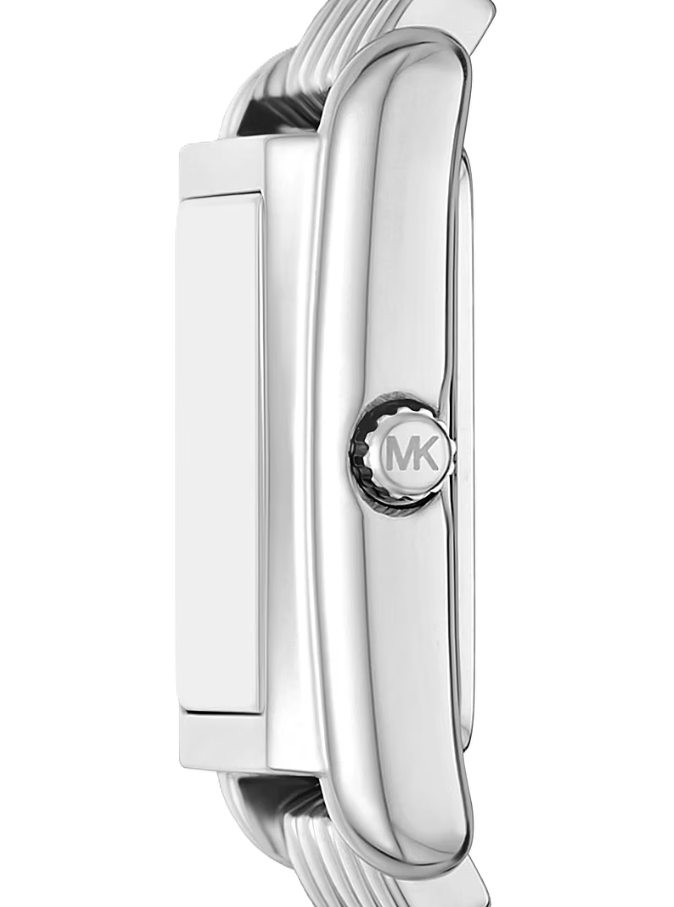 Petite Essex Watch | Michael Kors | Stainless Steel | 20mm x 27mm Rectangular Case | Silver-Tone Bracelet - Brownee Jewelers