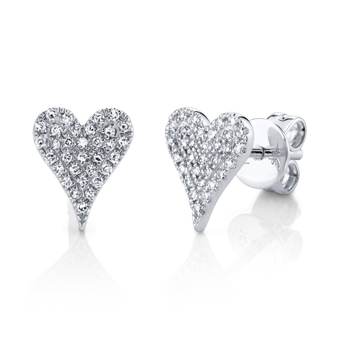0.14 TOTAL CARAT WEIGHT DIAMOND PAVE HEART STUD EARRING IN 14K WHITE GOLD 