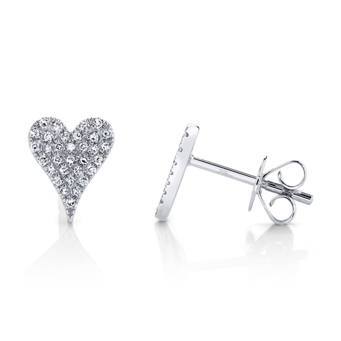 0.14 TOTAL CARAT WEIGHT DIAMOND PAVE HEART STUD EARRING IN 14K WHITE GOLD 