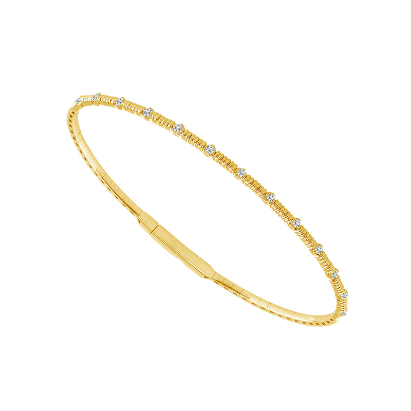 ---14K Yellow Gold Diamond Flex Bangle – .20ct Total Weight