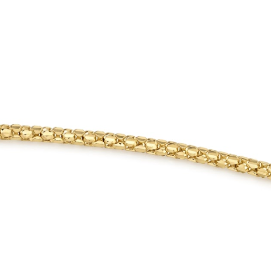 Adjustable 22 Inch 1.15 Millimeter Popcorn Chain Necklace in 14K Yellow Gold