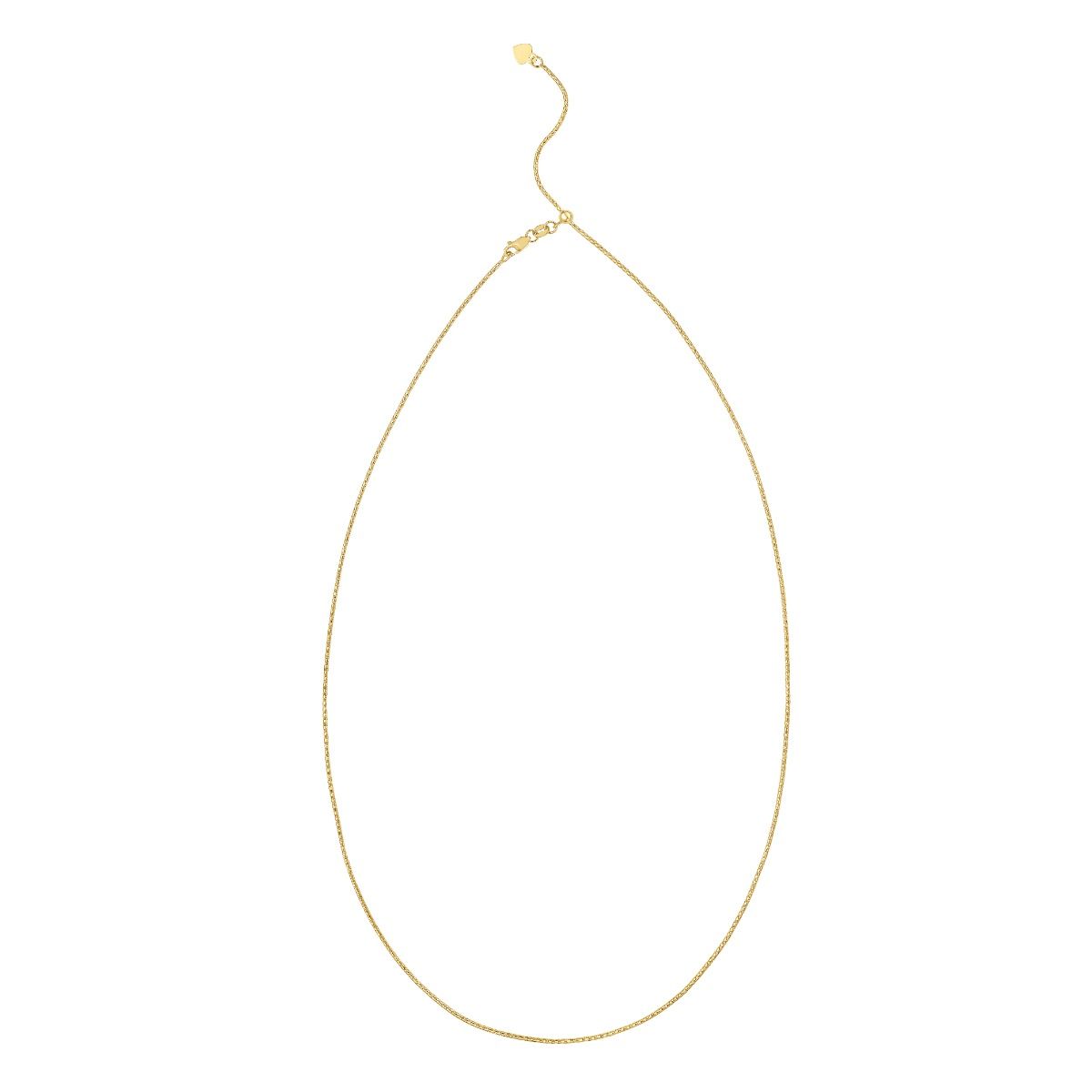 Adjustable 22 Inch 1.15 Millimeter Popcorn Chain Necklace in 14K Yellow Gold