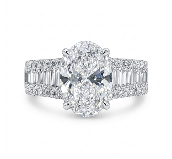 Oval Lab-Grown Diamond Engagement Ring | 14K White Gold | Diamond | Pavé - Brownee Jewelers