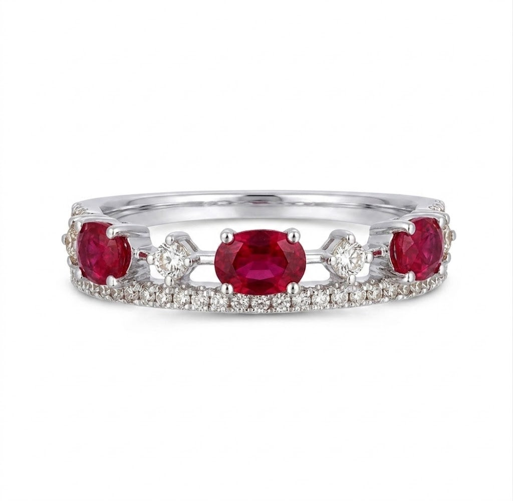Le Vian® 14K Vanilla Gold® Passion Ruby® & Vanilla Diamond® Ring (7/8ctw) This romantic Le Vian® band showcases 5/8 cts. of vivid Passion Ruby® gemstones accented by 1/4 cts