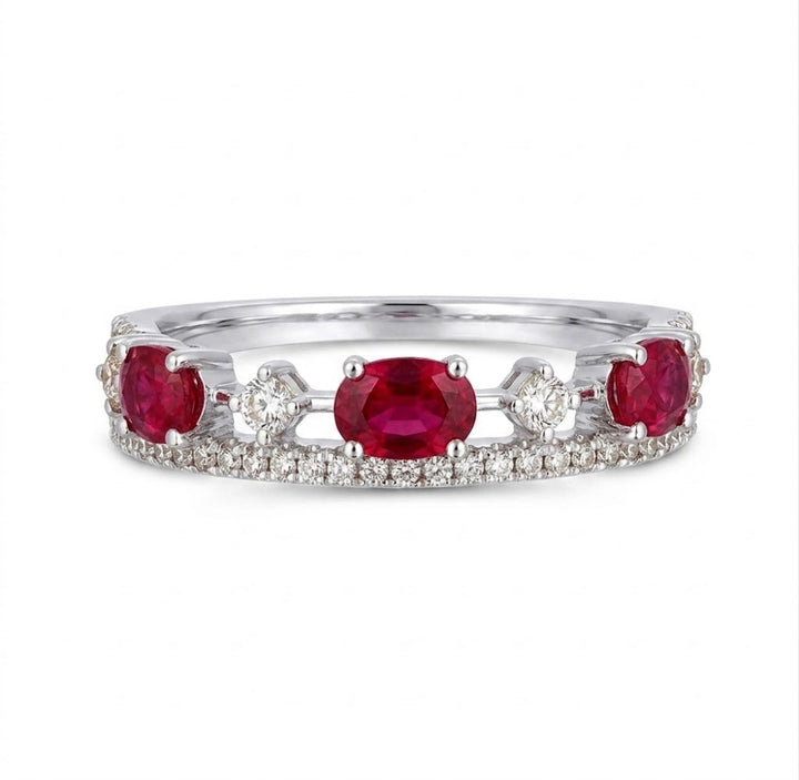 Le Vian® 14K Vanilla Gold® Passion Ruby® & Vanilla Diamond® Ring (7/8ctw) This romantic Le Vian® band showcases 5/8 cts. of vivid Passion Ruby® gemstones accented by 1/4 cts