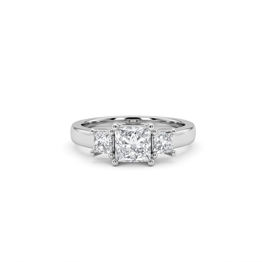 Princess Cut 1.04 CT Center Diamond Three-Stone Ring