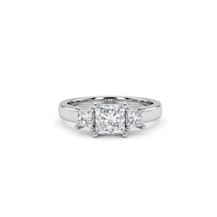 Princess Cut Diamond Three-Stone Ring | 14K White Gold | 1.04 CT Center Diamond with Princess Cut Side Diamonds | 24081L - Brownee Jewelers