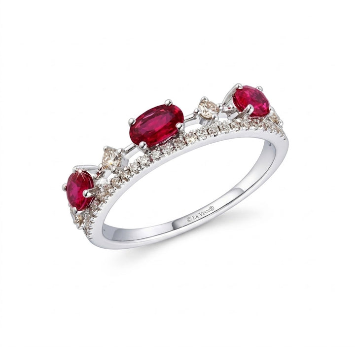 Le Vian® 14K Vanilla Gold® Passion Ruby® & Vanilla Diamond® Ring (7/8ctw) This romantic Le Vian® band showcases 5/8 cts. of vivid Passion Ruby® gemstones accented by 1/4 cts