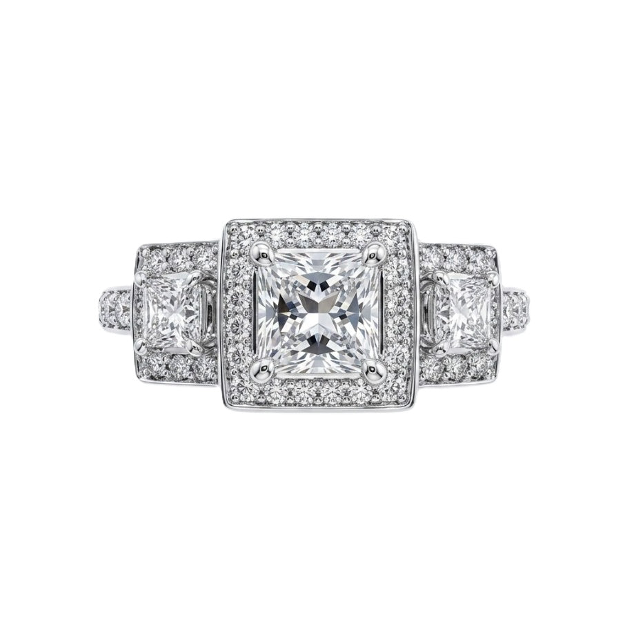 0.70 CT Princess Cut Diamond Halo Ring