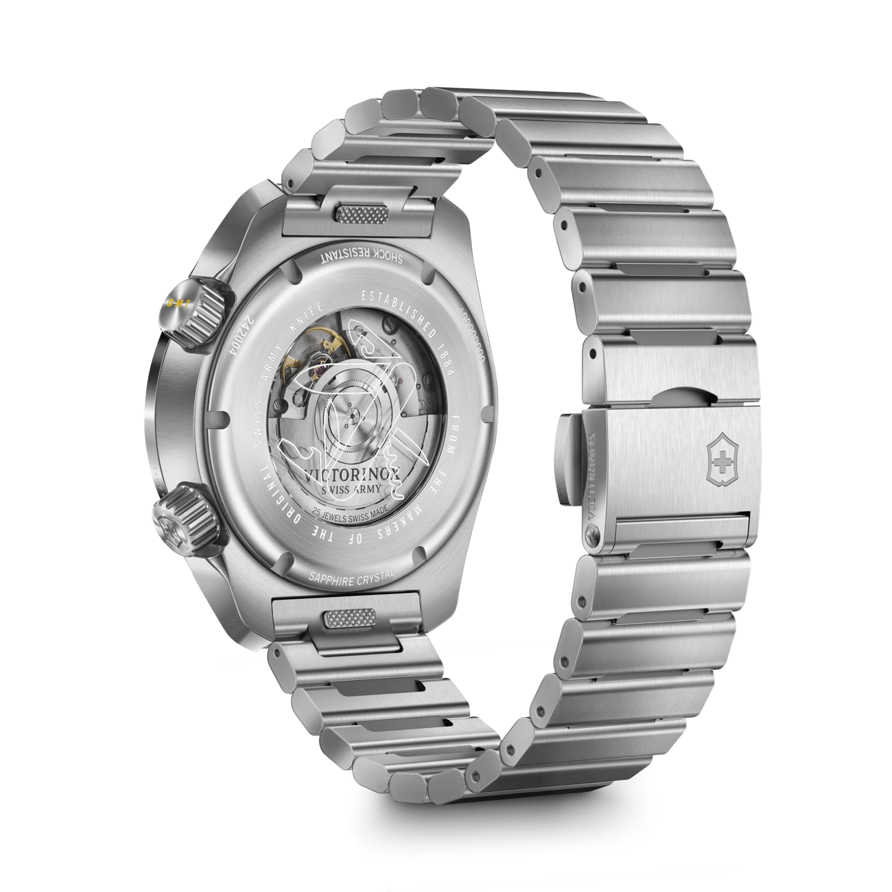 VictorInox Air Pro Automatic Stainless Steel GMT Watch with a Black Dial