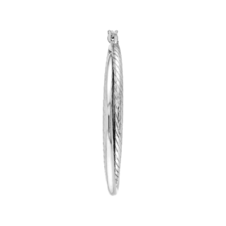 Polished and Twisted Double Hoop Earrings in Rhodium-Plated Sterling Silver