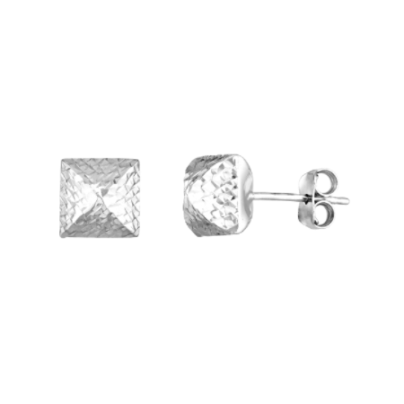 Diamond-Cut Pyramid Stud Earrings in Sterling Silver