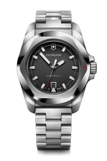 Victorinox Swiss Army I.N.O.X. Stainless Steel Watch with Black Dial and 41mm Case
