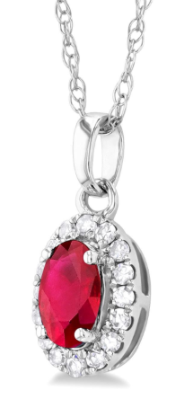 Oval Shape Gemstone & Halo Diamond Pendant