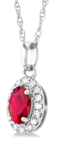 Oval Shape Gemstone & Halo Diamond Pendant