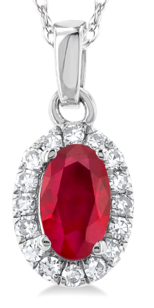 Oval Shape Gemstone & Halo Diamond Pendant