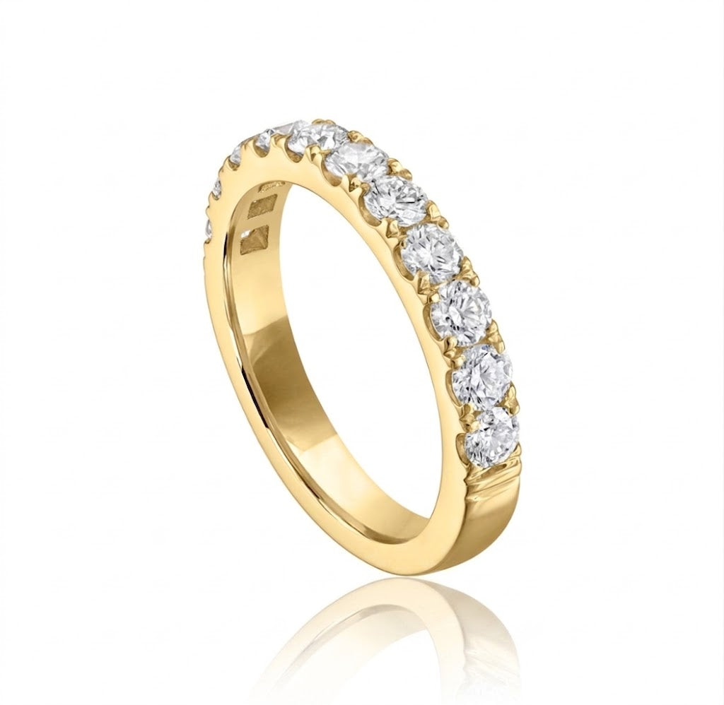 1 Total Carat Weight Round Diamond Pavé Wedding Band in 14K Yellow Gold