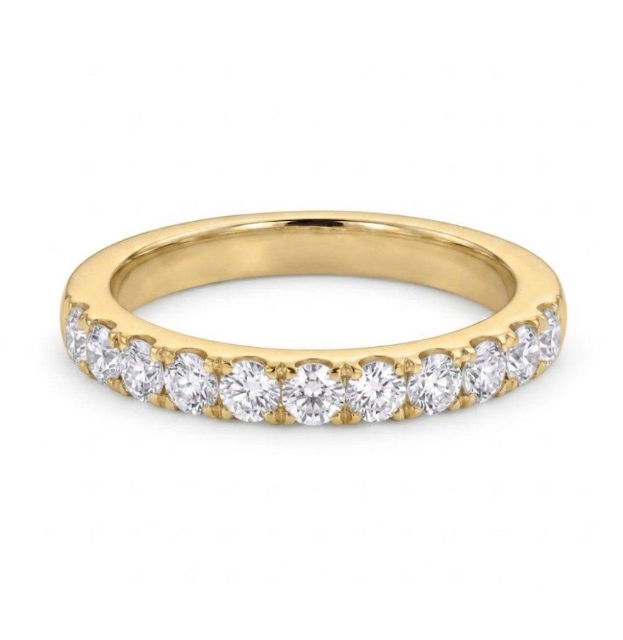 1 Total Carat Weight Round Diamond Pavé Wedding Band in 14K Yellow Gold