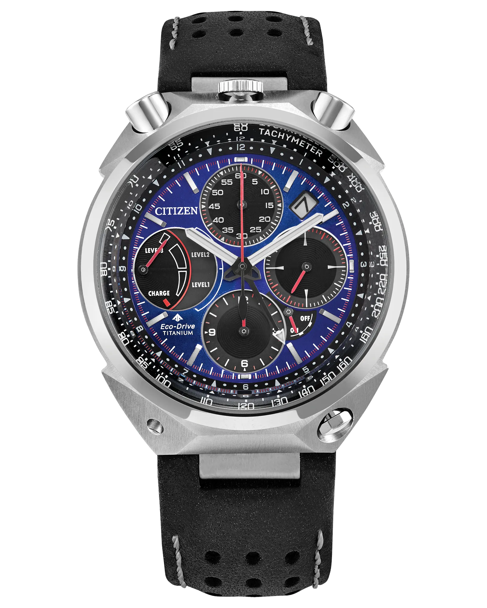 Promaster Tsuno Chrono Racer | Citizen Titanium Watch | Blue Dial Chronograph Tachymeter | WR200 - Brownee Jewelers