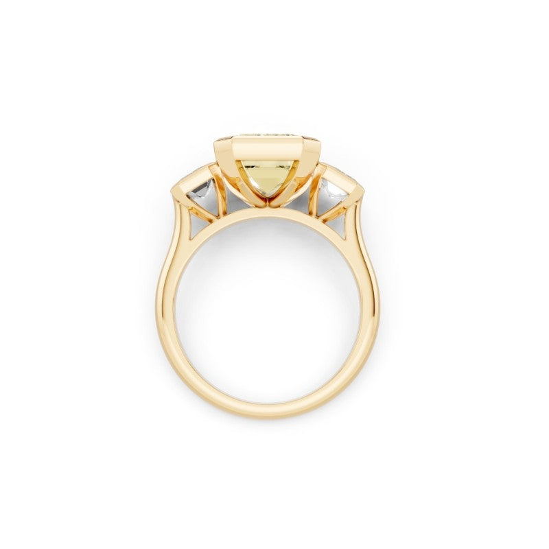 Yellow Emerald-Cut Lab-Grown Diamond Three-Stone Engagement Ring