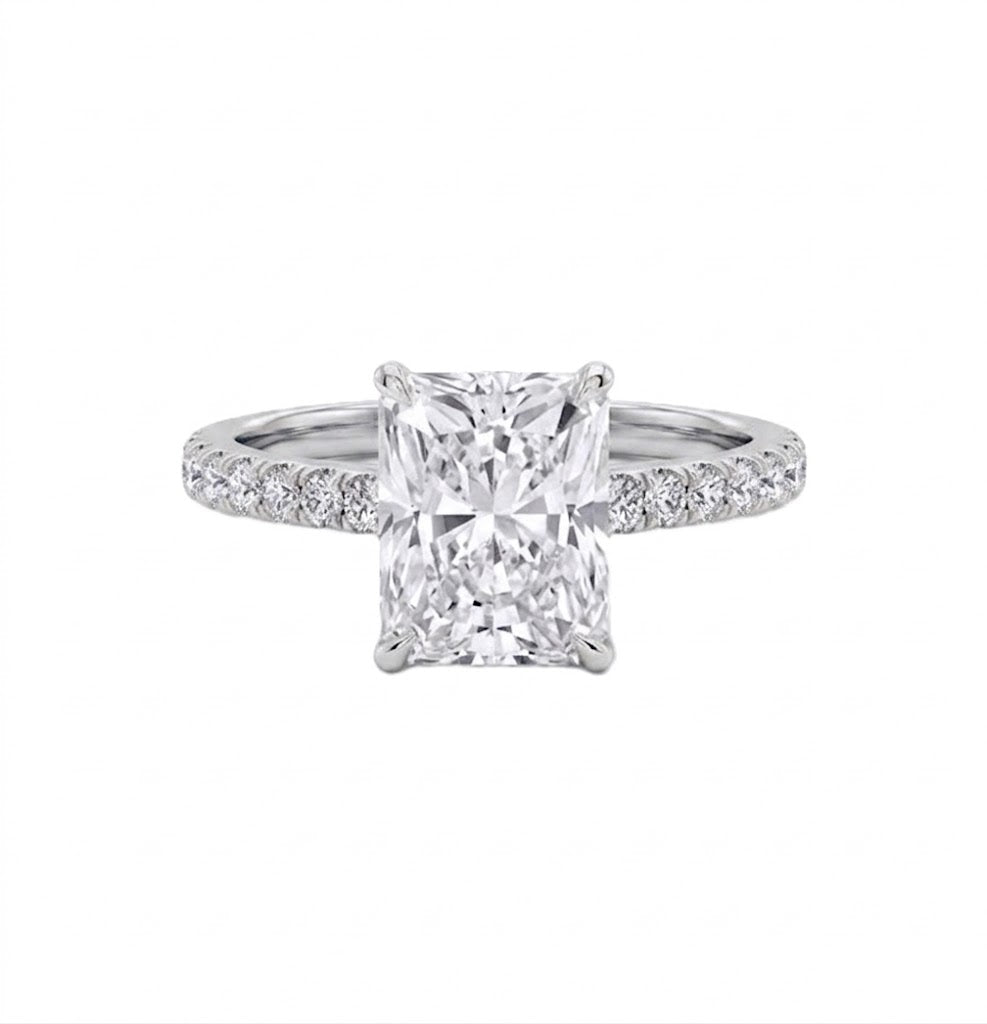 1 CT Radiant Lab-Grown Diamond Engagement Ring | 10K White Gold | 1.25 CTTW Round Diamond Accents | LGR50663-125 - Brownee Jewelers