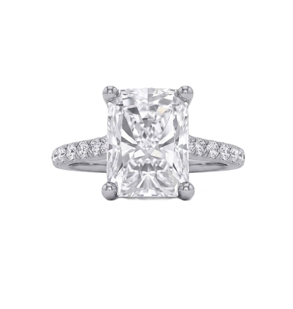 1 CT Radiant Lab-Grown Diamond Engagement Ring | 10K White Gold | 1.25 CTTW Round Diamond Accents | LGR50663-125 - Brownee Jewelers