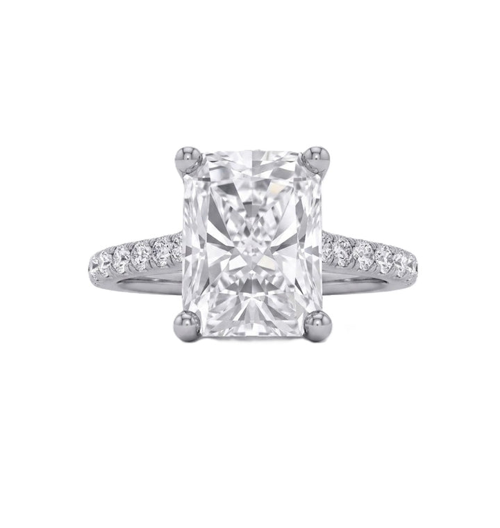 1 CT Radiant Lab-Grown Diamond Engagement Ring | 10K White Gold | 1.25 CTTW Round Diamond Accents | LGR50663-125 - Brownee Jewelers