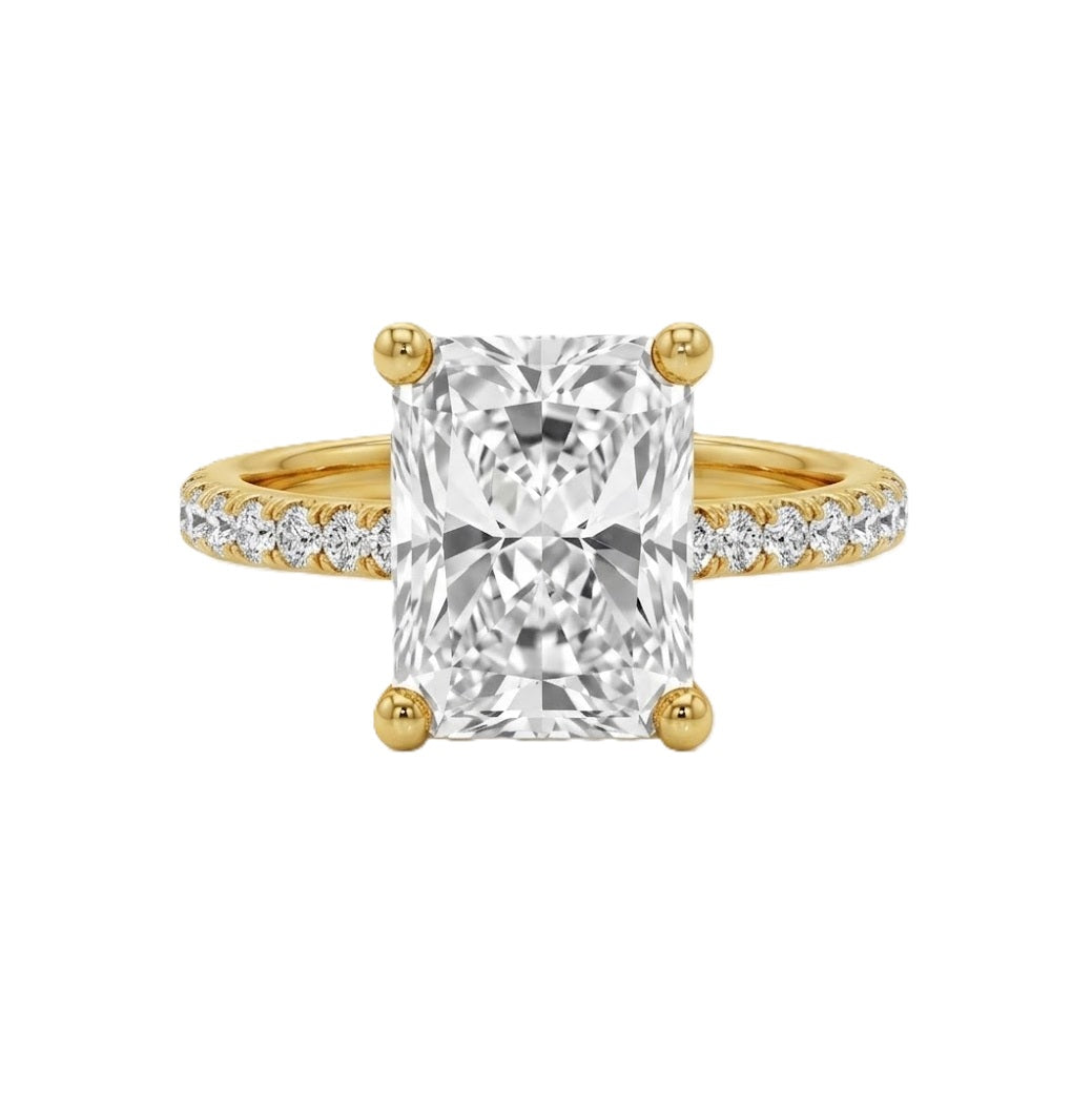 1 CT Radiant Lab-Grown Diamond Engagement Ring | 10K Yellow Gold | 1.25 CTTW Round Diamond Accents | LGR50663-125 - Brownee Jewelers