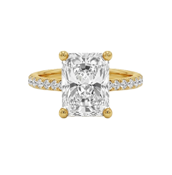 1 CT Radiant Lab-Grown Diamond Engagement Ring | 10K Yellow Gold | 1.25 CTTW Round Diamond Accents | LGR50663-125 - Brownee Jewelers