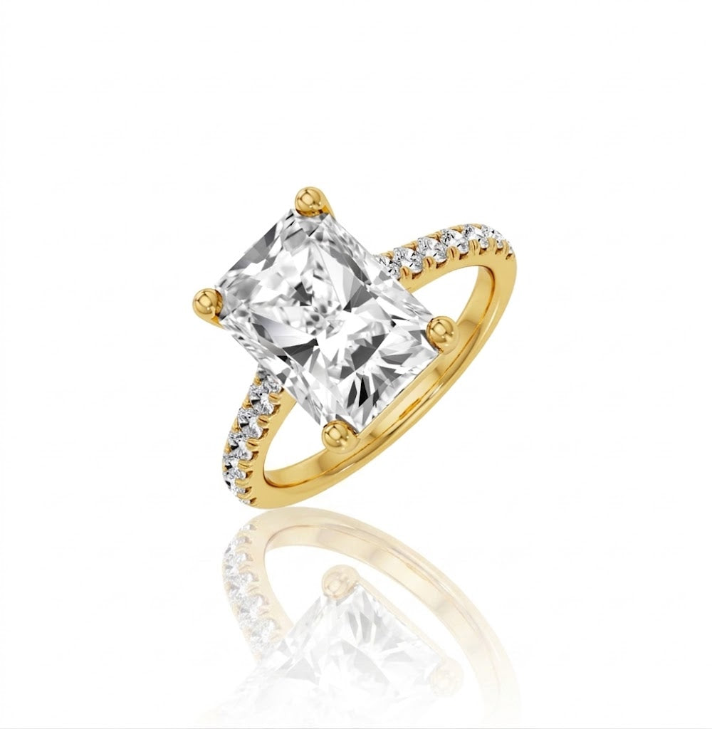 1 CT Radiant Lab-Grown Diamond Engagement Ring | 10K Yellow Gold | 1.25 CTTW Round Diamond Accents | LGR50663-125 - Brownee Jewelers