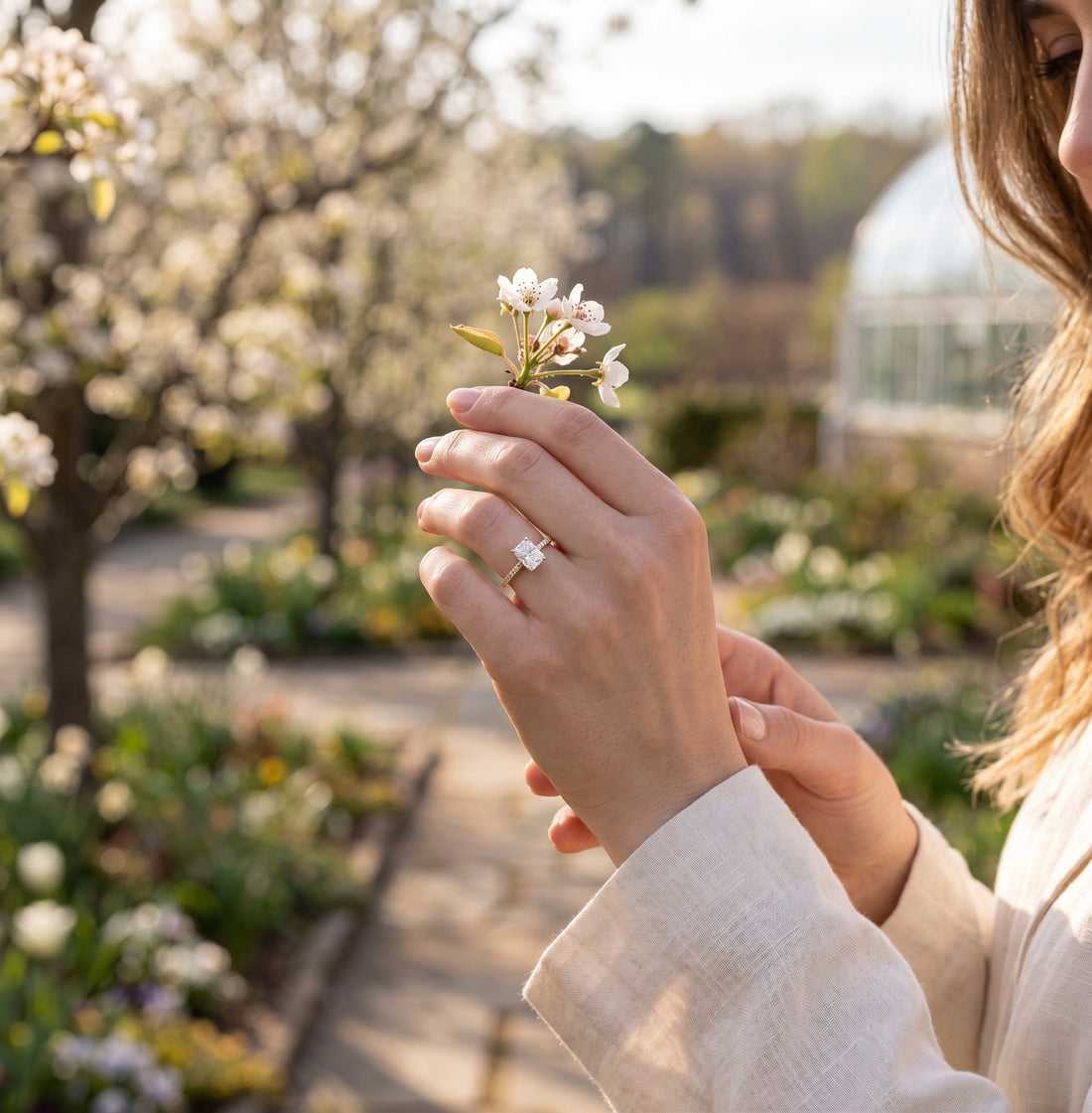 1 CT Radiant Lab-Grown Diamond Engagement Ring | 10K Yellow Gold | 1.25 CTTW Round Diamond Accents | LGR50663-125 - Brownee Jewelers