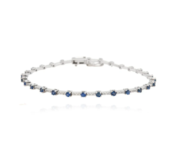 Gemstone and Diamonds Segment Tennis Bracelet