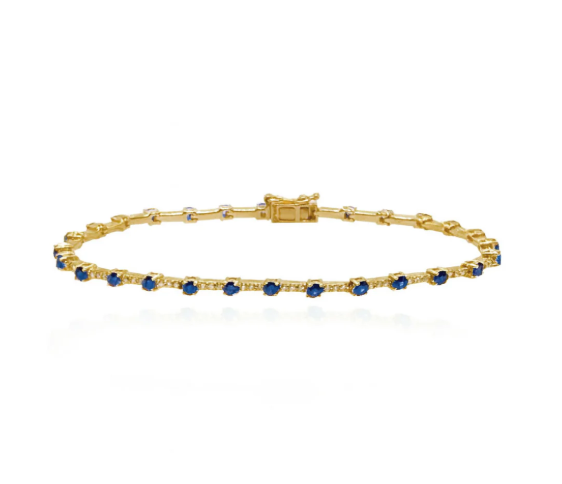 Gemstone and Diamonds Segment Tennis Bracelet