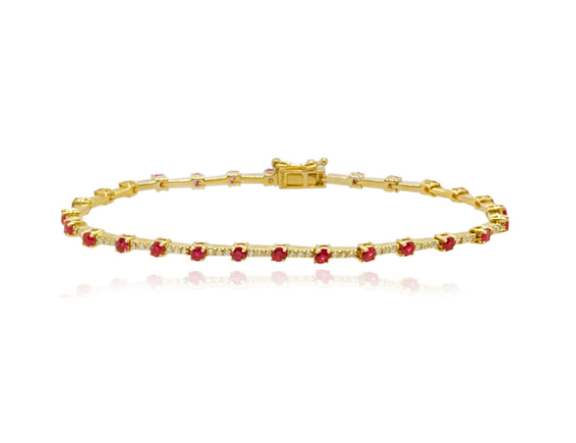 Gemstone and Diamonds Segment Tennis Bracelet