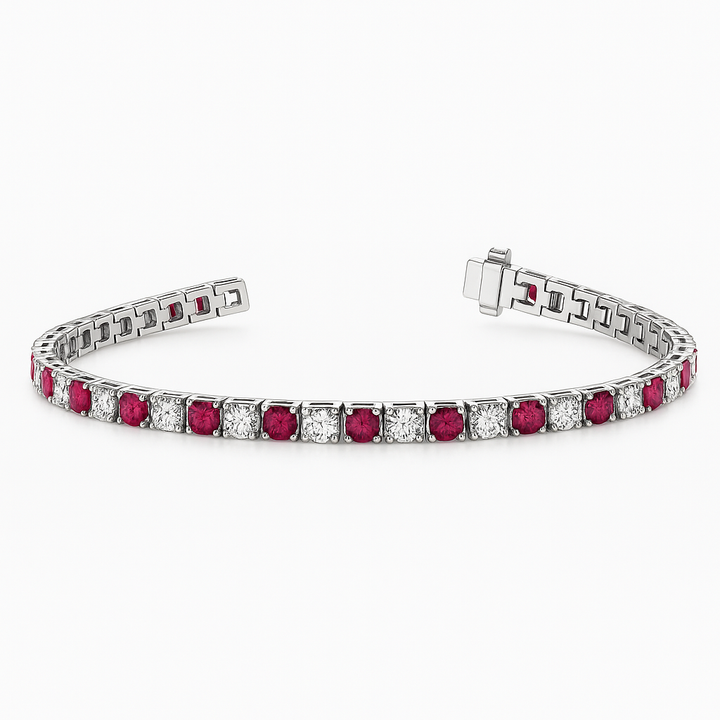 Lab Grown Ruby and Diamond Tennis Bracelet 