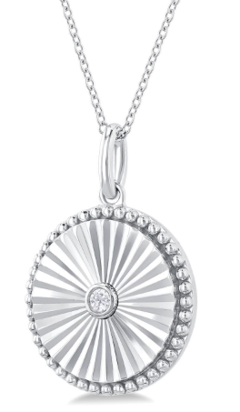 Silver Circle Shape Fluted Medallion Diamond Pendant