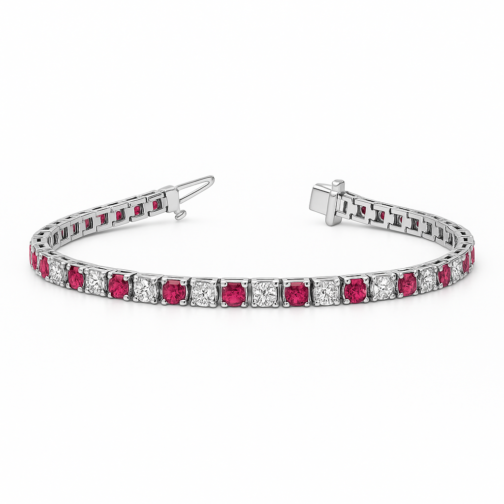 Lab Grown Ruby and Diamond Tennis Bracelet 