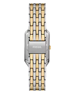 Raquel Three-Hand Date Watch | Fossil | Two-Tone Stainless Steel | Rectangular Case | Silver Dial - Brownee Jewelers