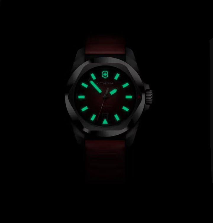 VictorInox Swiss Army I.N.O.X. Watch | 41mm | Red Dial | Red Rubber Strap | 242029 - Brownee Jewelers